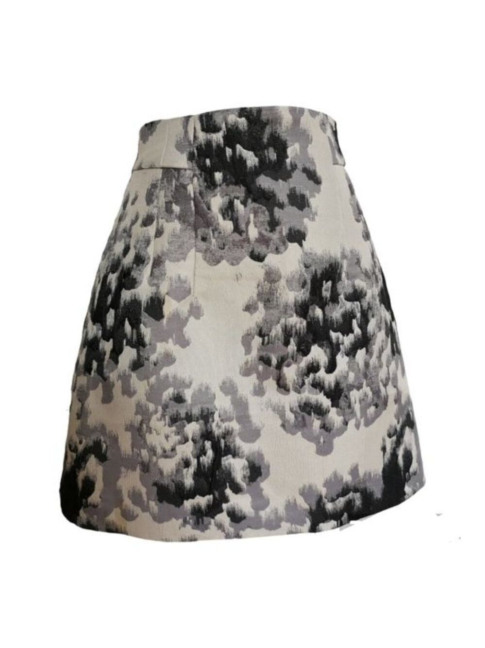 Girl's H&m brocade skirt black grey cream abstract